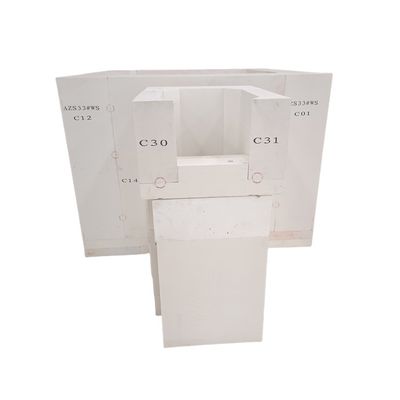 Placas refractarias de tamaño personalizado AZS 41 33 36 para horno de fusión de vidrio Contenido de CaO % -